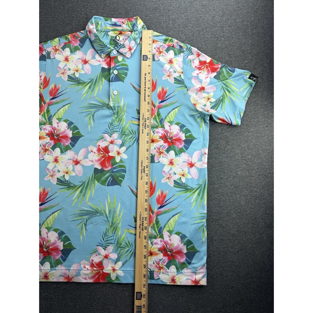 Deolax Golf Polo Shirt Mens‎ Sz XL Loud Tropical Plant Print Performance Stretch - Picture 16 of 16